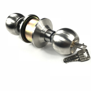 Durable Use Brushed Metal Stainless Steel Spherical Knob Door Cylinder Lock For Household Doors