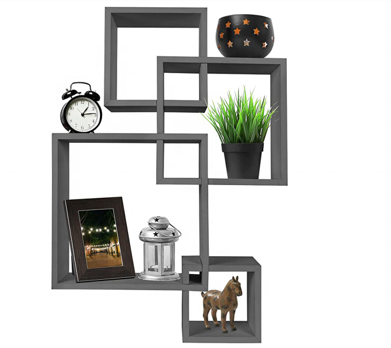 wholesale custom Amazon hot Selling Decorative 4 Cube Intersecting Wall Mounted Floating Shelves