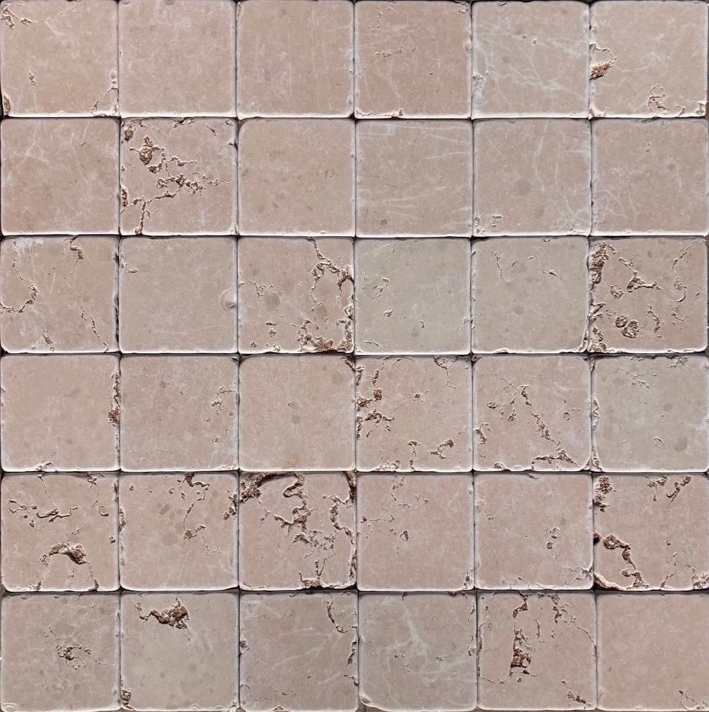 Premium Quality Made in Italy TUMBLED 100x100x10 mm tiles ROSA PERLINO marble for floor and covering