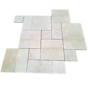 High Quality Italian TUMBLED 200 mm FRENCH PATTERN floor tiles white BOTTICINO natural marble for flooring