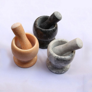 High Polished Natural Marble Grinder Bowl with Pestle Garlic Press Marble Hand Mortar Hand Grinder