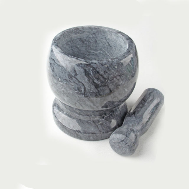 High Polished Natural Marble Grinder Bowl with Pestle Garlic Press Marble Hand Mortar Hand Grinder