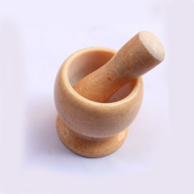 High Polished Natural Marble Grinder Bowl with Pestle Garlic Press Marble Hand Mortar Hand Grinder