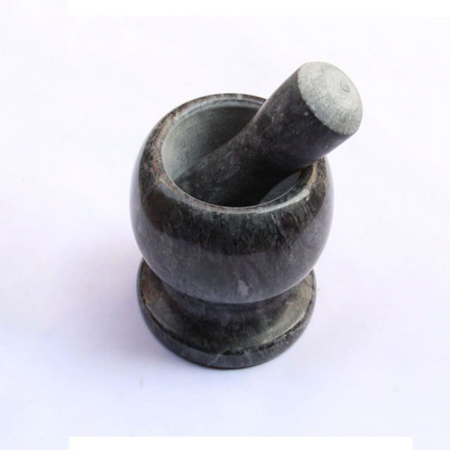 High Polished Natural Marble Grinder Bowl with Pestle Garlic Press Marble Hand Mortar Hand Grinder