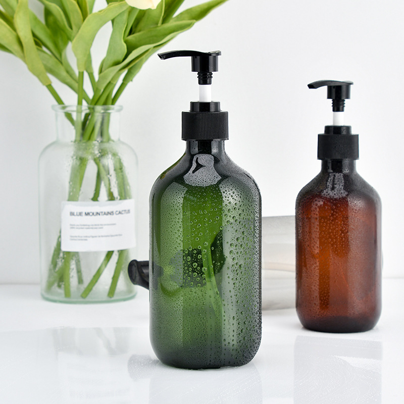 Green amber 200 300 500 ml luxury pet shampoo and conditioner bottles packaging shower gel pump empty plastic bottle for hair