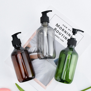 Green amber 200 300 500 ml luxury pet shampoo and conditioner bottles packaging shower gel pump empty plastic bottle for hair