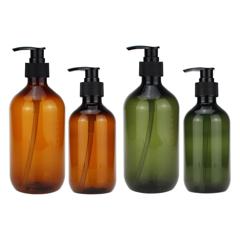 Green amber 200 300 500 ml luxury pet shampoo and conditioner bottles packaging shower gel pump empty plastic bottle for hair