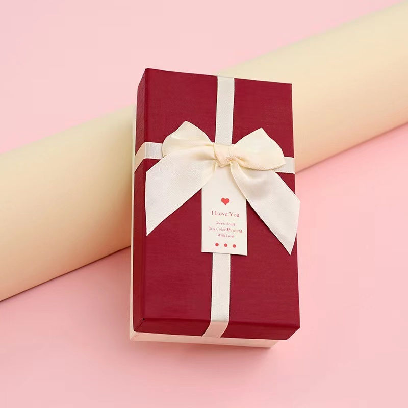 Two pieces shape lip gloss custom boxes with ribbon and  embossed  lip gloss box