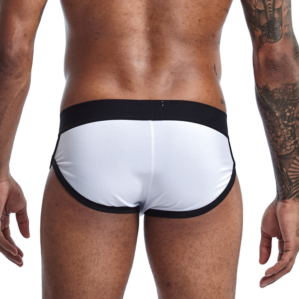 Sexy Fashion See Through Boxer Briefs Cotton Butt Plug Open Back Mens Underwear Trunks