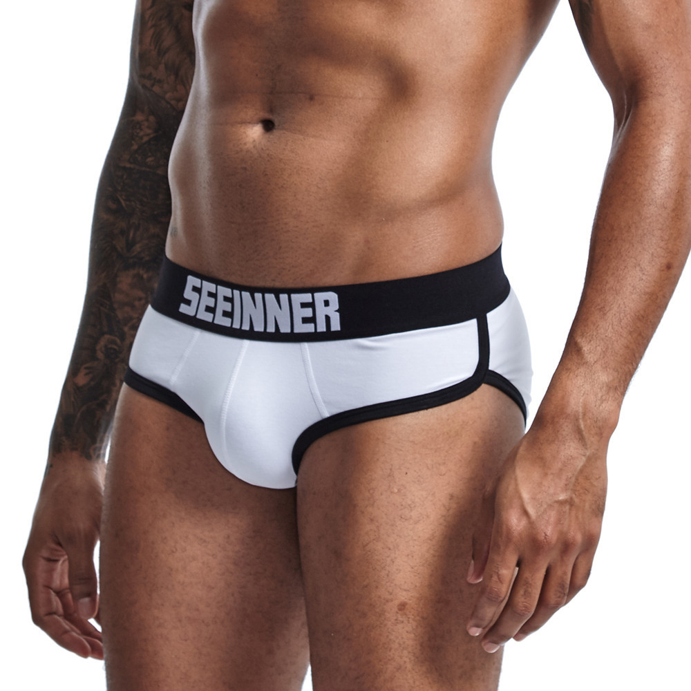 Sexy Fashion See Through Boxer Briefs Cotton Butt Plug Open Back Mens Underwear Trunks