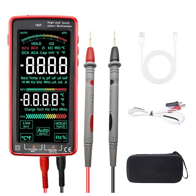 Rechargeable 6000 Count High-end Touch Screen 188F Smart Digital Multimeters With AC DC Voltage NCV Temperature Frequency Tester