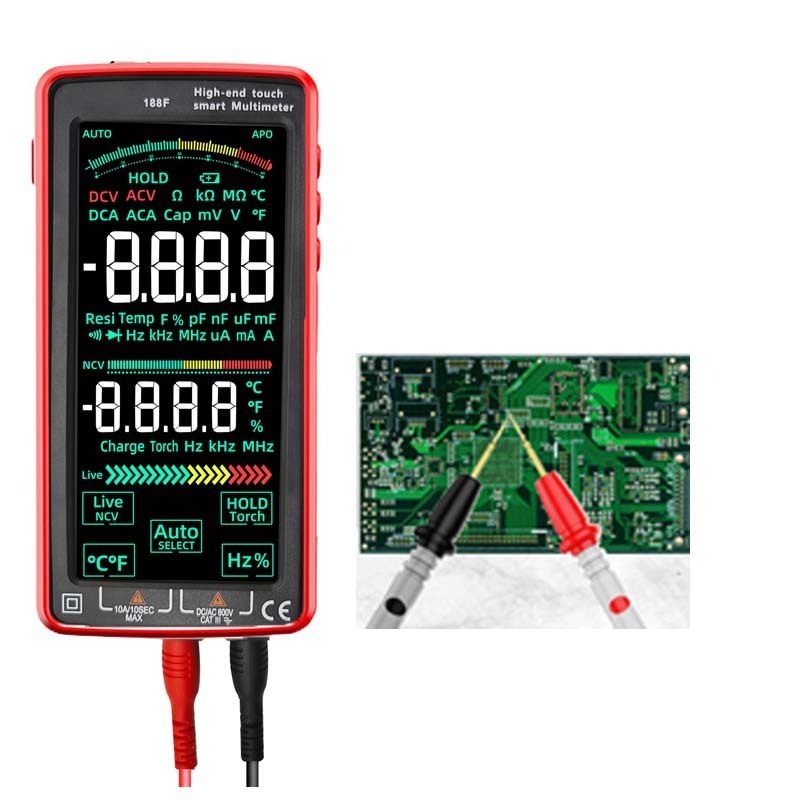 Rechargeable 6000 Count High-end Touch Screen 188F Smart Digital Multimeters With AC DC Voltage NCV Temperature Frequency Tester