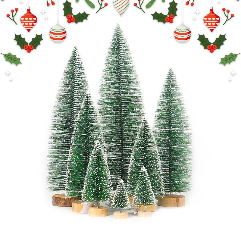 Pine needle flocking Christmas tree with white cedar shopping mall shop desktop decoration mini Christmas tree