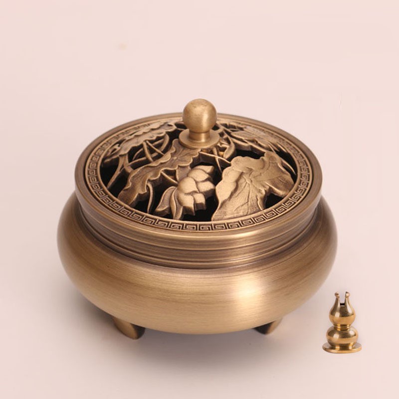 Copper three-legged home interior decoration sandalwood incense table gift antique small incense burner