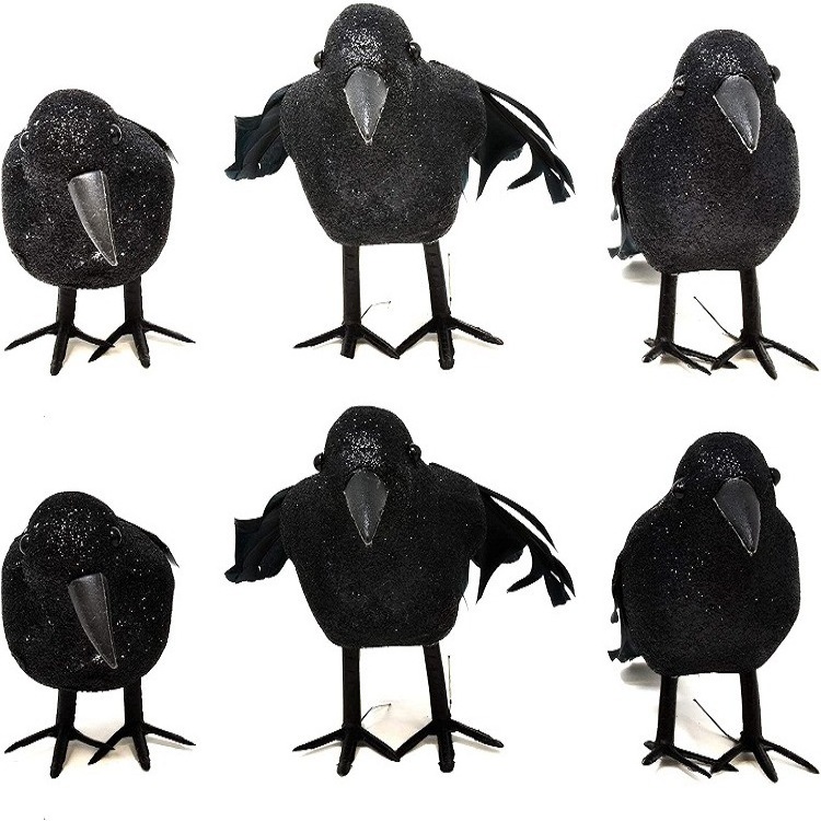 Ghost Festival Decoration Model Supplies Simulation Crow Halloween Decoration Little Crow Black Feather Crow