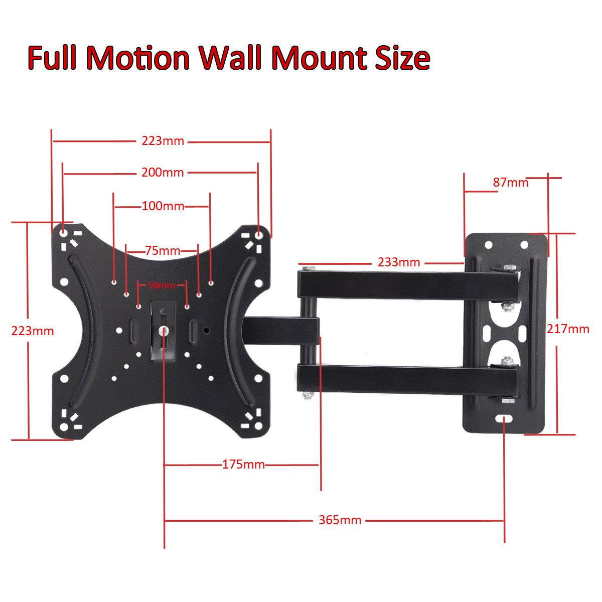 High Quality Single Arm Swivel Bracket VESA 200*200 Full Motion TV Hanger Wall Mount for 14-43 Inch