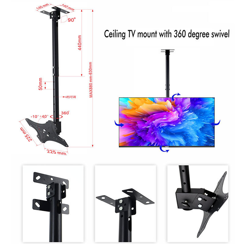 Pole tv mount 1442 ceiling tv lift motorized tv mounts bracket with REACH ROSH BSCI certifications