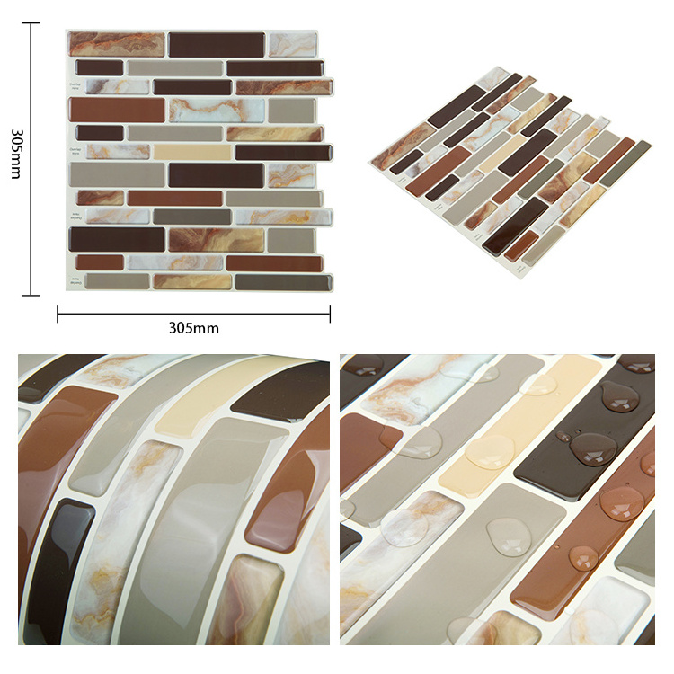 Easy diy 3d peel and stick backsplash mosaic waterproof subway brick backsplash peel and stick