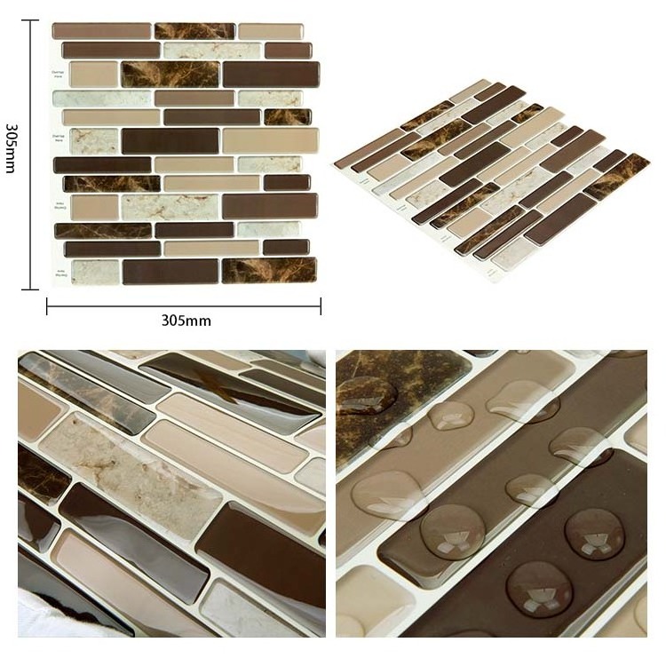 DIY Square Tile Peel and Stick Room Decor Wall Sticker Waterproof Wall Tile