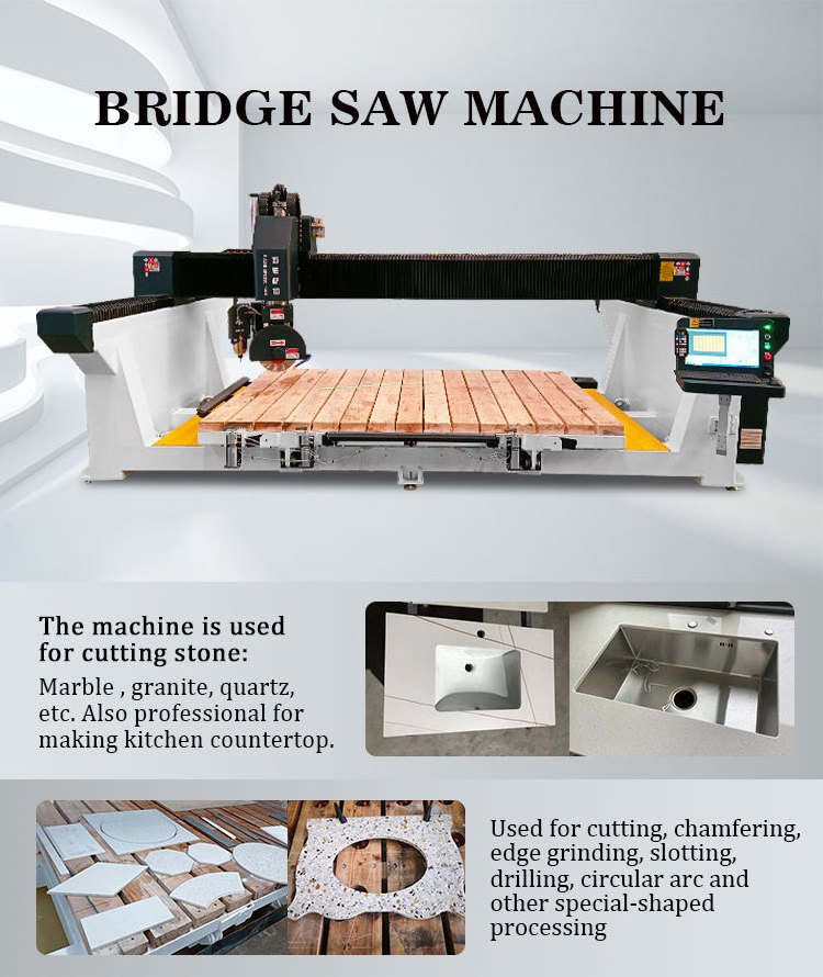 commercial full automatic 5 axis 3220 granite bridge saw 45 chamfer cutting machine