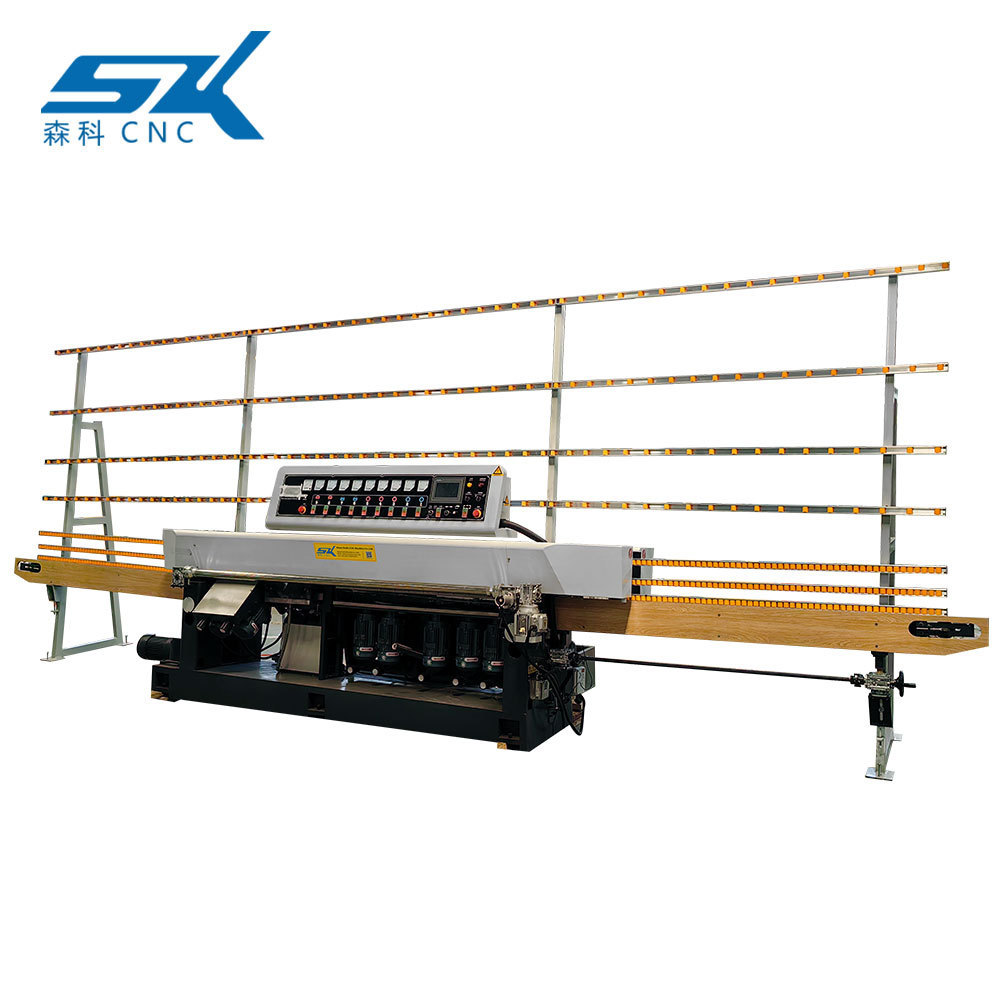 horizontal  furnature construction glass shape bevelled edger grinder processing polishing machine