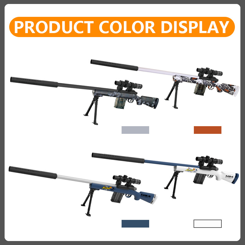 QS Customized Children Shooting Game Toys Plastic Shell Throwing Soft Bullet 109CM Sniper Rifle M24 Toys Gun For Kids Adults New