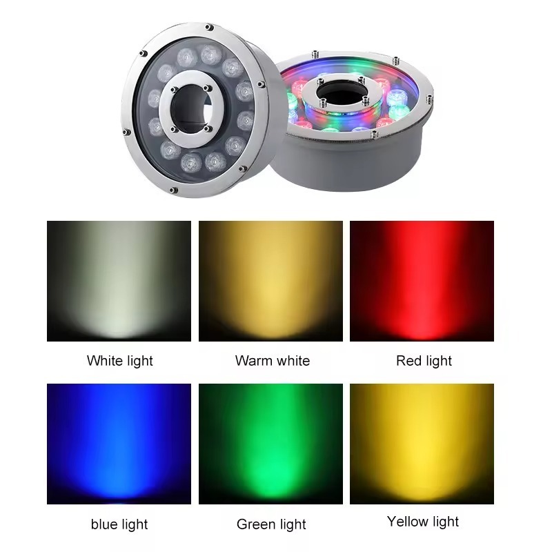 12w RGB LED Fountain Lights IP65 Waterproof outdoor Colorful Led Underground Pond Lamp DC24V Swimming Pool Light