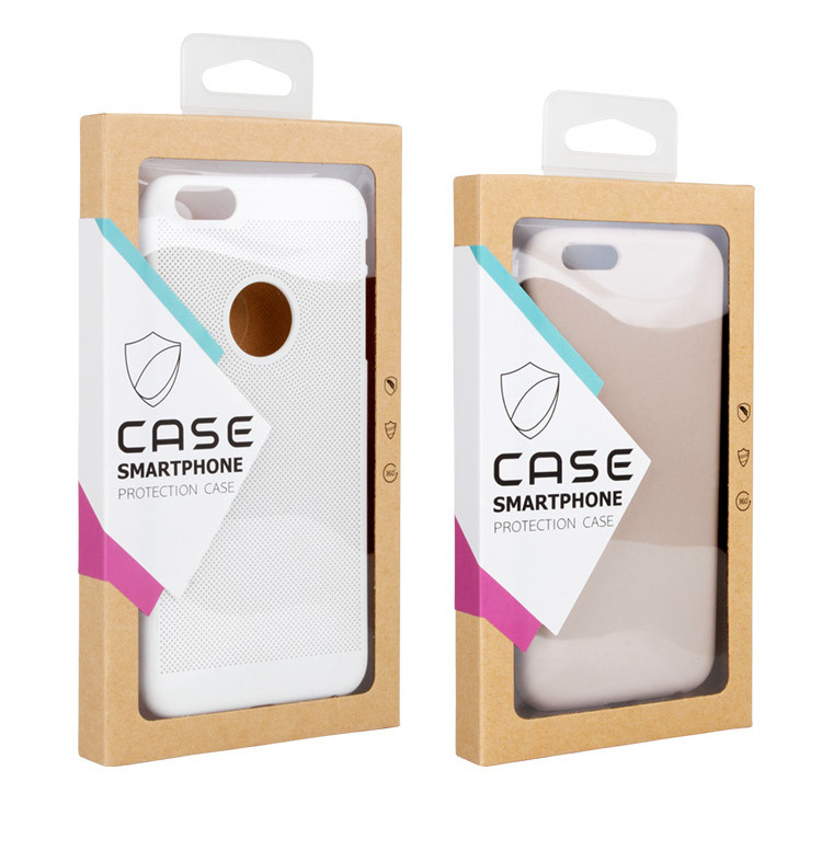 Wholesale Creative design for iPhone 15 Pro Max kraft paper cell phone case packaging box with clear window