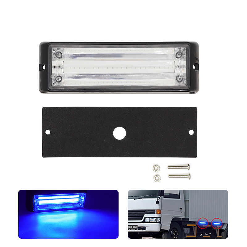 LED COB Car Front Grille Warning Light Strobe Emergency Lamp Red Blue Flash Light Bar Surface Mount for Truck Car Accessories