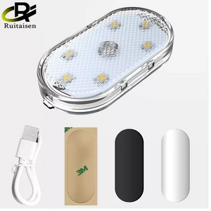 Car LED Touch Lights Wireless Interior Light Auto Roof Ceiling Reading Lamps for Door Foot Trunk Storage Box USB Charging