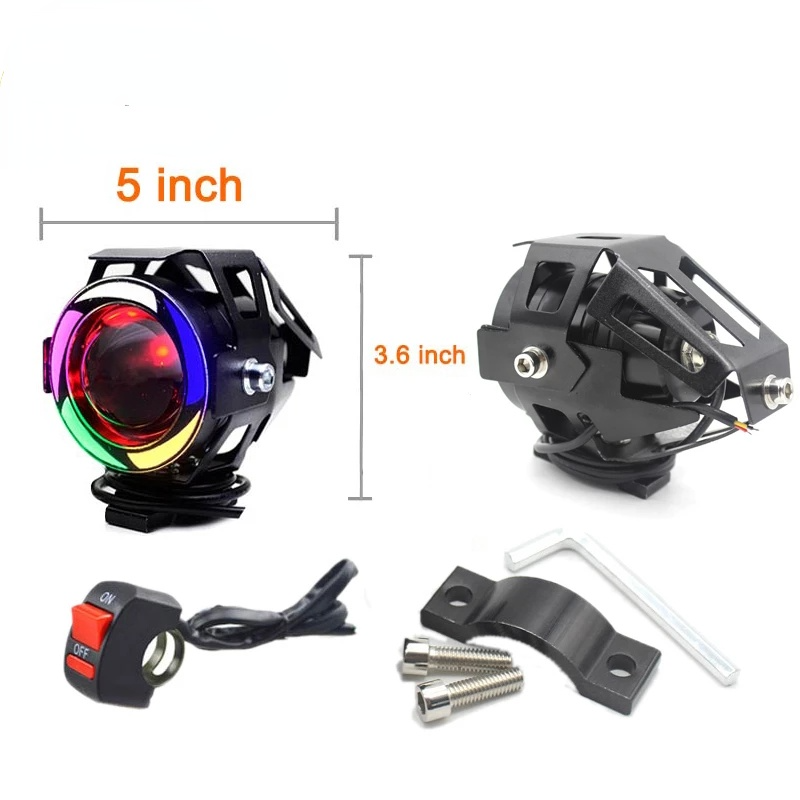 Motorcycle Angel Eyes 5 inch U7 LED Headlight DRL Spot Head Lamp Front Light Bicycle Motorbike Car Work light Fog Light