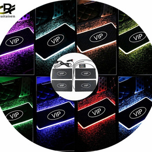 Car LED foot pad atmosphere light one for four RGB music rhythm sound control DJ foot light without wiring atmosphere light