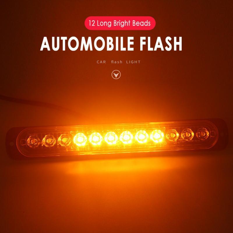 Ruitaisen 12LED Car Strobe Warning Light Bar Car Side Strobe Signal LED Lamp Truck Trailer Hazard Warning Emergency Flashlight