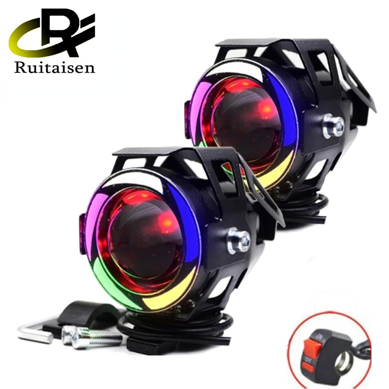 Motorcycle Angel Eyes 5 inch U7 LED Headlight DRL Spot Head Lamp Front Light Bicycle Motorbike Car Work light Fog Light