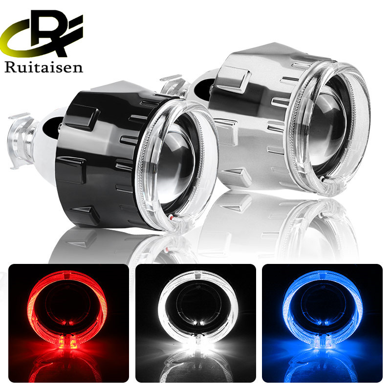 Ruitaisen 2.5 Inch Universal Bi Xenon HID Projector Lens Silver Black Shroud H1 Xenon LED Bulb H4 H7 Motorcycle Car Headlight