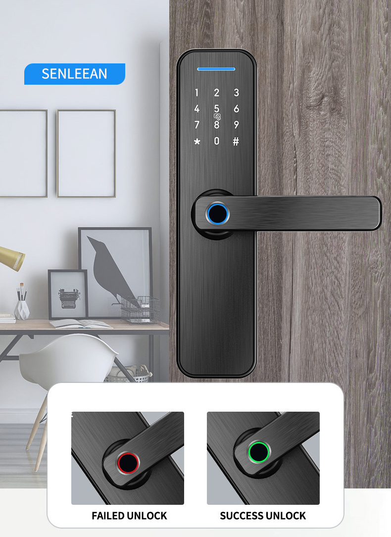 New Upgrade Hotel apartment Home Security wifi Tuya APP Electronic Smart Lock Biometric password Fingerprint code room Door Lock