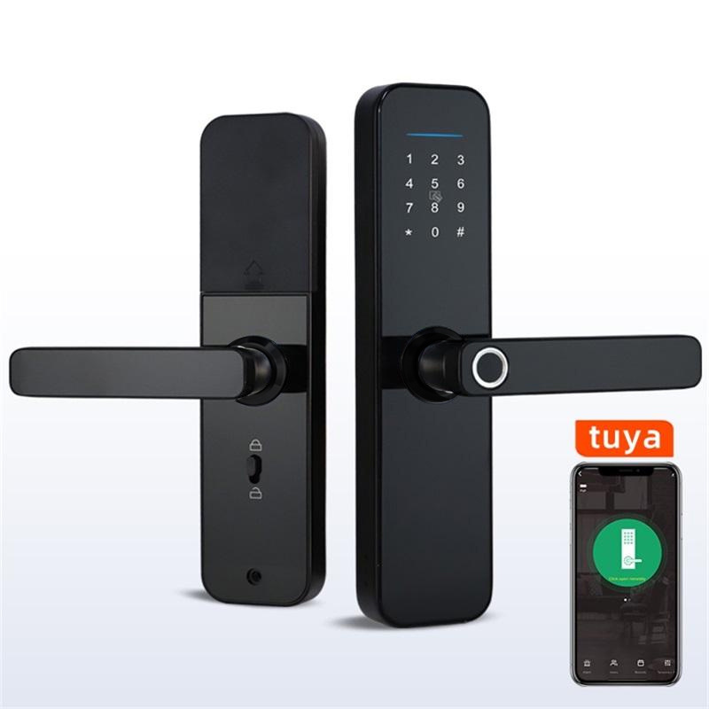 Intelligent Electronic key digital smart life Tuya Door lock manufacturer product Ttlock remote control unlock Wooden door lock