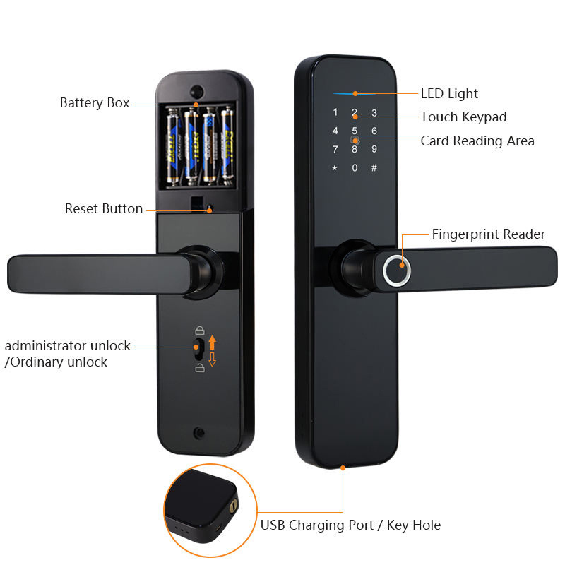 Intelligent Electronic key digital smart life Tuya Door lock manufacturer product Ttlock remote control unlock Wooden door lock