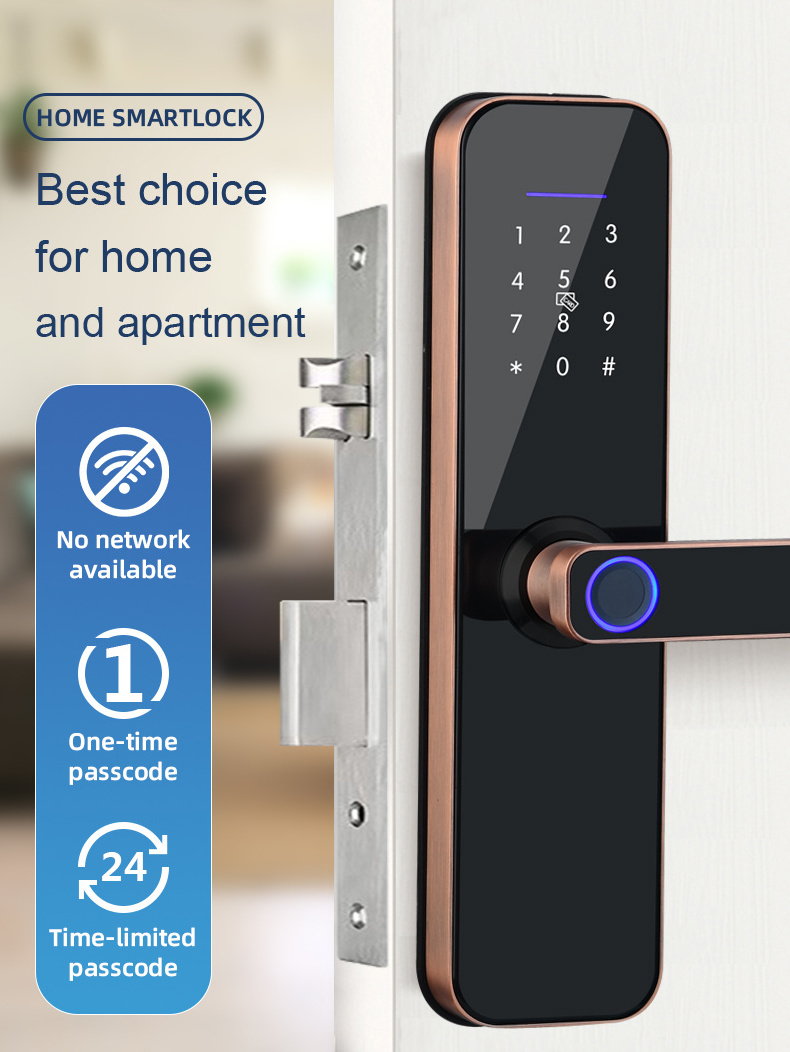 Intelligent Electronic key digital smart life Tuya Door lock manufacturer product Ttlock remote control unlock Wooden door lock