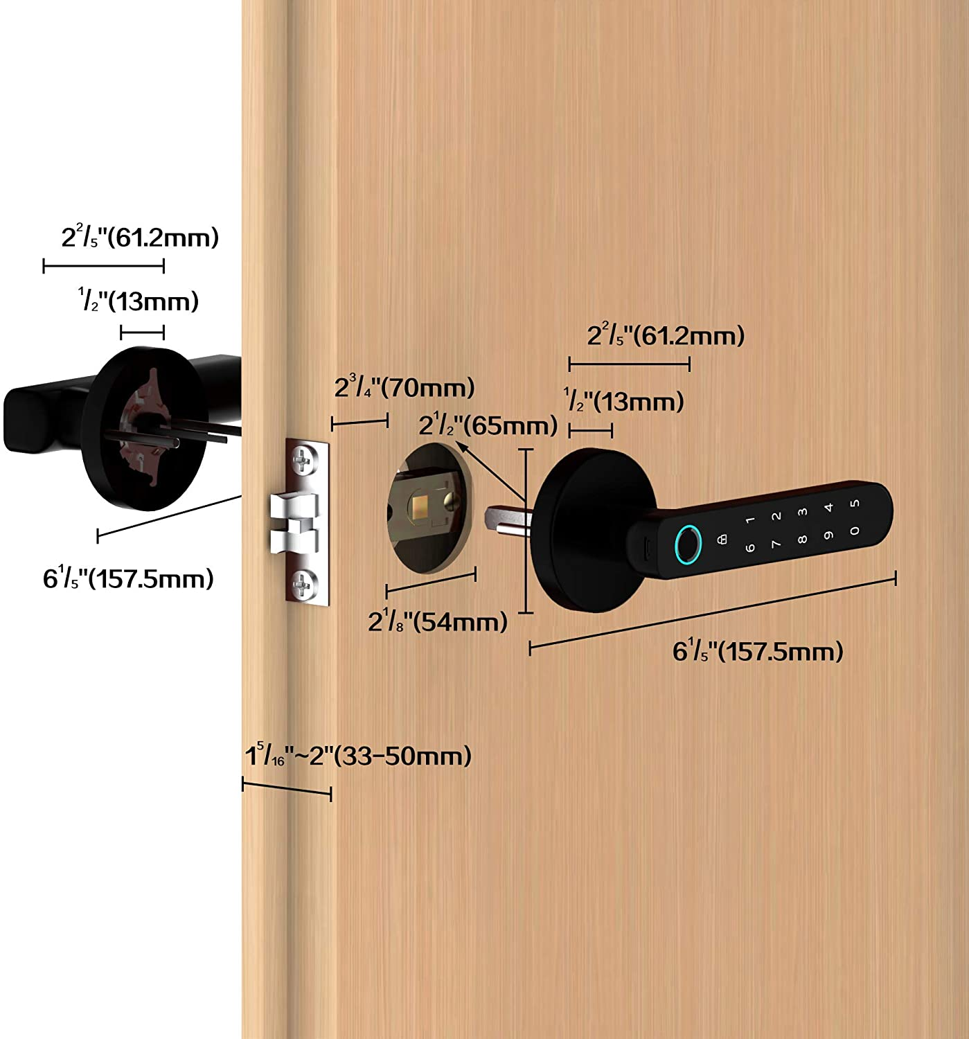 Senleean TTLock APP Smart Control Fingerprint Lock Biometric Code Door Lock With Mechanical Key for Home Office