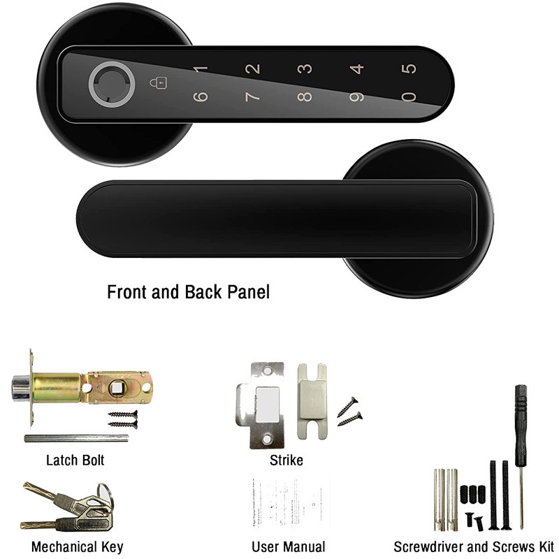 Senleean TTLock APP Smart Control Fingerprint Lock Biometric Code Door Lock With Mechanical Key for Home Office