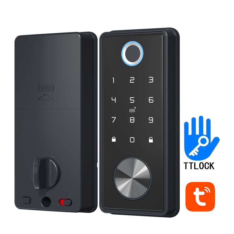 Classic Black Fingerprint Deadbolt Code Door Lock Ttlock APP Keypad Combination Smart Electronic Home Lock