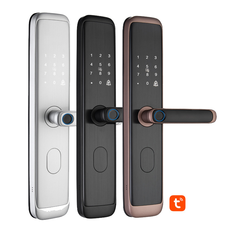 aluminum fingerprint tuya WIFI app for real estate building cerradura para puerta principal inteligente smart main door lock