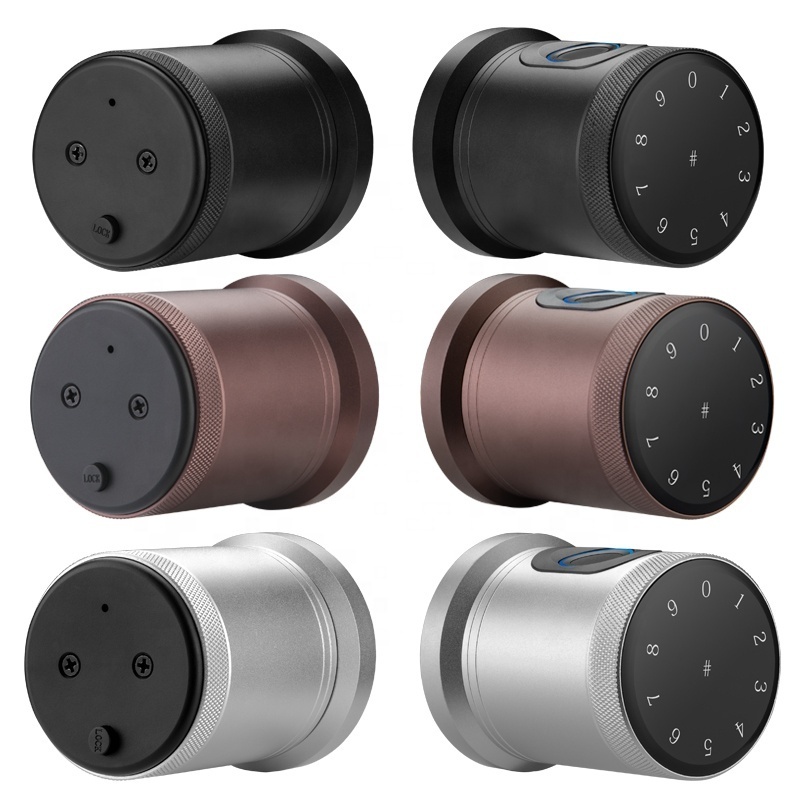 black modern aluminum alloy keyless app high quality front deadbolt round digital door knob Ttlock lock with electronic keypad