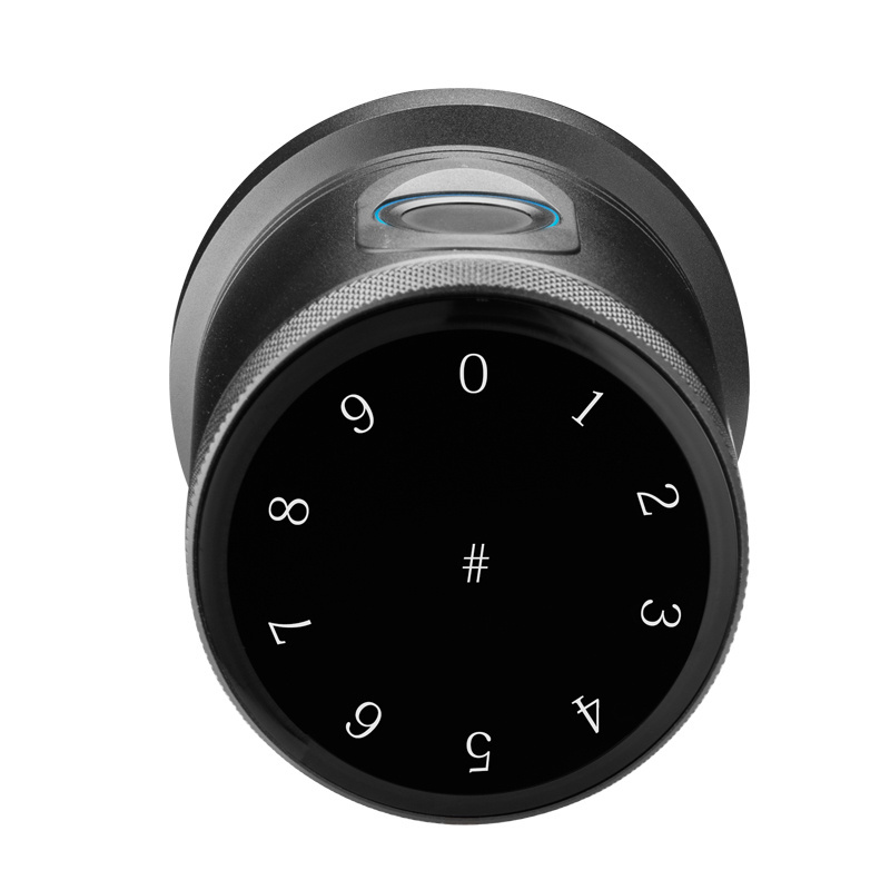 black modern aluminum alloy keyless app high quality front deadbolt round digital door knob Ttlock lock with electronic keypad