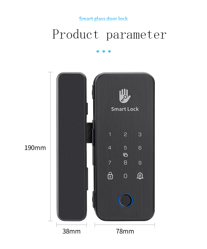 Digital Fingerprint double Office door Tt Lock Keyless Home Sliding Electric glass TTlock app door lock