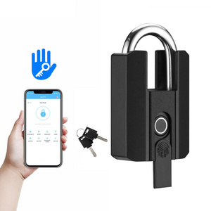 Hot sales outdoor keyless fingerprint ip67 big waterproof smart ttlock app digital smart padlock for outdoor use with key