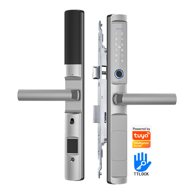 Smart Life Digital tuya Electronic Keyless Ttlock Gateway Wifi Control Smart Fingerprint Sliding Aluminum swing code Door Lock