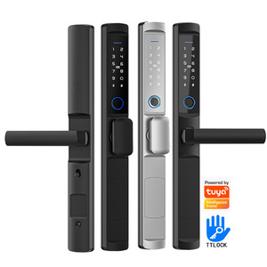 Smart Life Digital tuya Electronic Keyless Ttlock Gateway Wifi Control Smart Fingerprint Sliding Aluminum swing code Door Lock