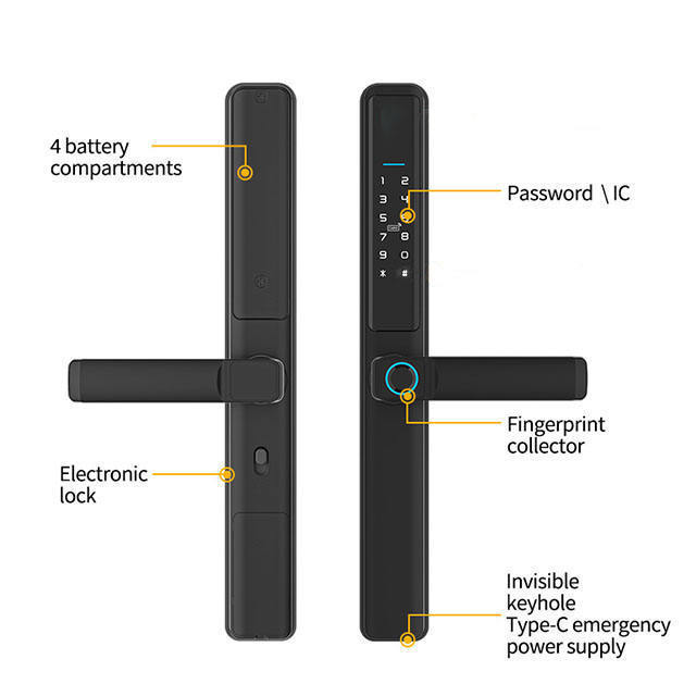 High Security Waterproof Digital Tuya Wifi Sliding Lock Smart Fingerprint Aluminum swing Intelligent Door Lock